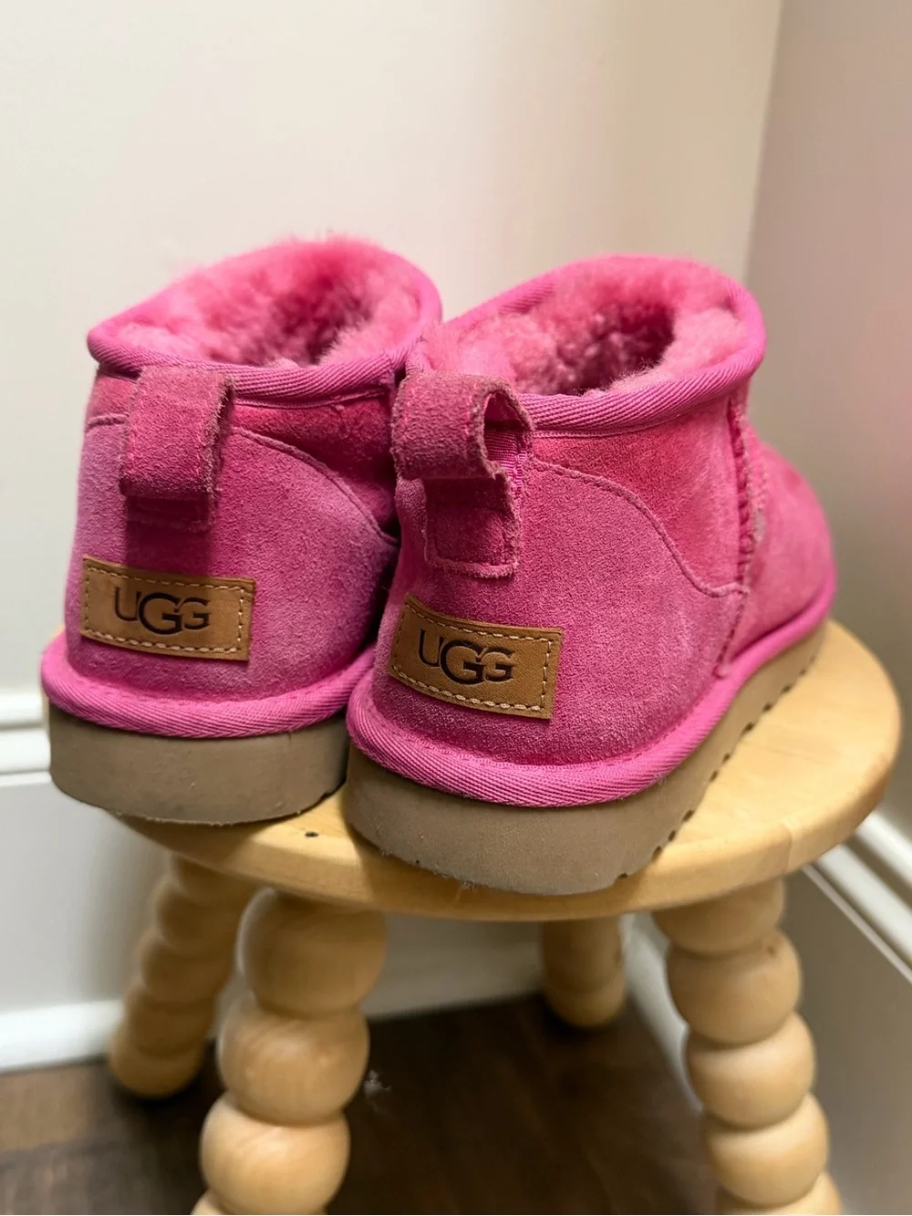 UGG Hot Pink Suede Shearling Booties